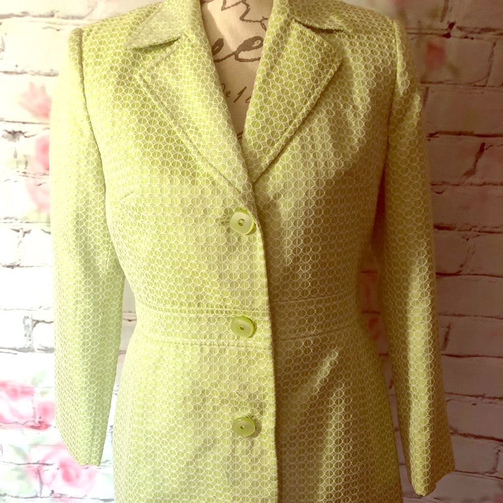 Coat-jacket light weight lime green and white!